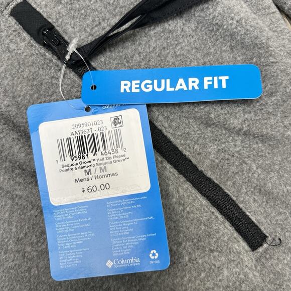 Columbia 1/2 Fleece Sweater Size Medium Mens Grey Sequoia Grove $60 - Picture 13 of 13